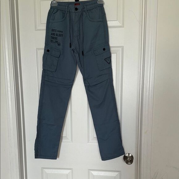 Boys 13-14 Blue Casual Pants elastic waist with drawstring NWOT - Picture 1 of 9